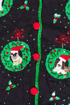 Vintage Jack B. Quick Beaded Puppy Wreaths Ugly Christmas Sweater