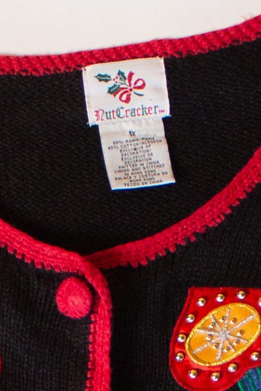Vintage Nutcracker Ornaments Ugly Christmas Cardigan (1990s)