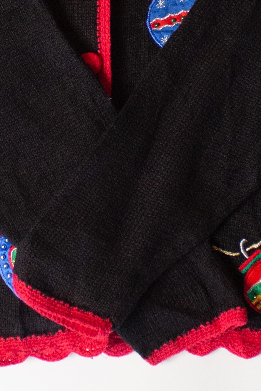 Vintage Nutcracker Ornaments Ugly Christmas Cardigan (1990s)