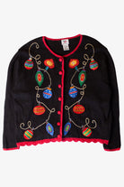 Vintage Nutcracker Ornaments Ugly Christmas Cardigan (1990s)