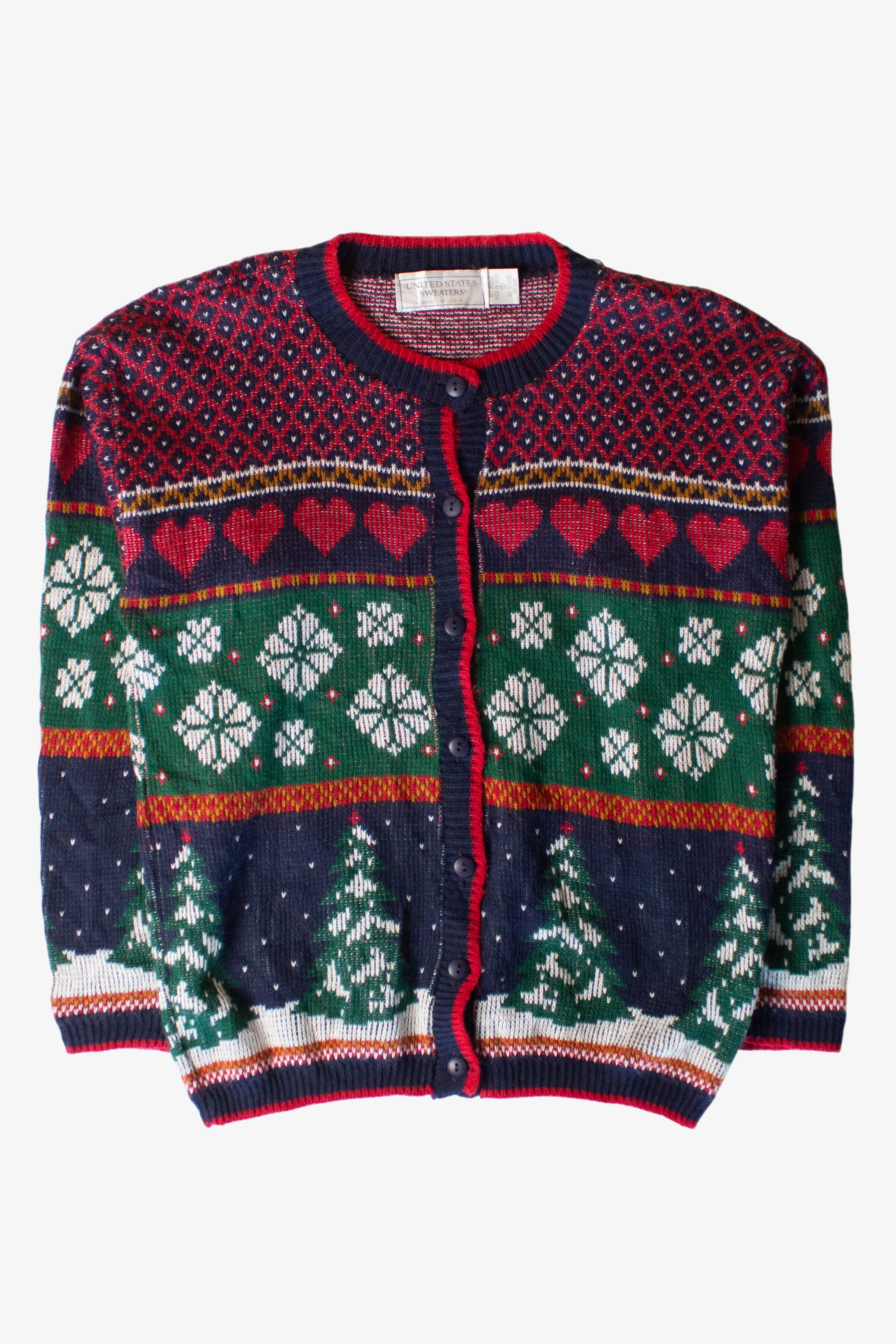 Vintage Snowflakes Pattern Ugly Christmas Cardigan (1990s)