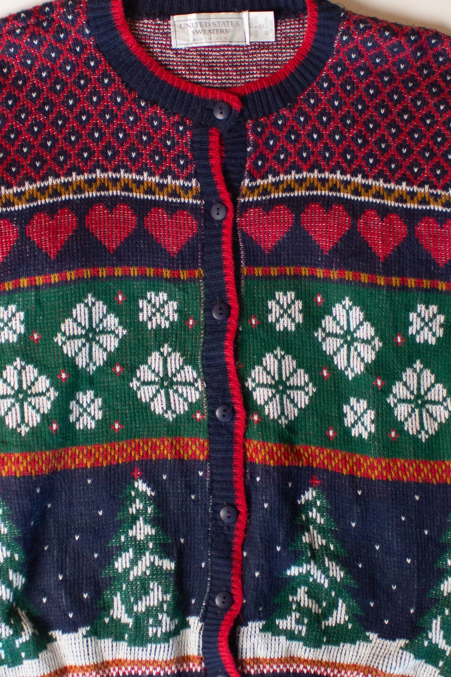 Vintage Snowflakes Pattern Ugly Christmas Cardigan (1990s)
