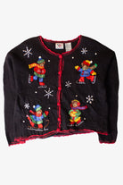 Vintage Skating Bears Ugly Christmas Cardigan (1990s)