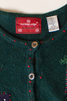 Vintage Dark Green Ornaments Christmas Cardigan (2000s)