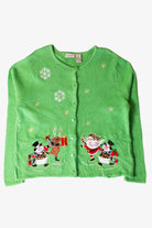 Vintage Green Skating Ugly Christmas Cardigan (1990s)