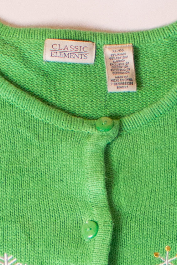 Vintage Green Skating Ugly Christmas Cardigan (1990s)