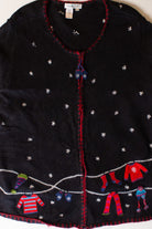 Vintage Black Snowflakes Ugly Christmas Cardigan (1990s)