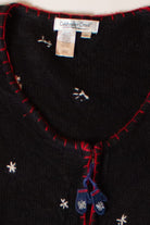 Vintage Black Snowflakes Ugly Christmas Cardigan (1990s)