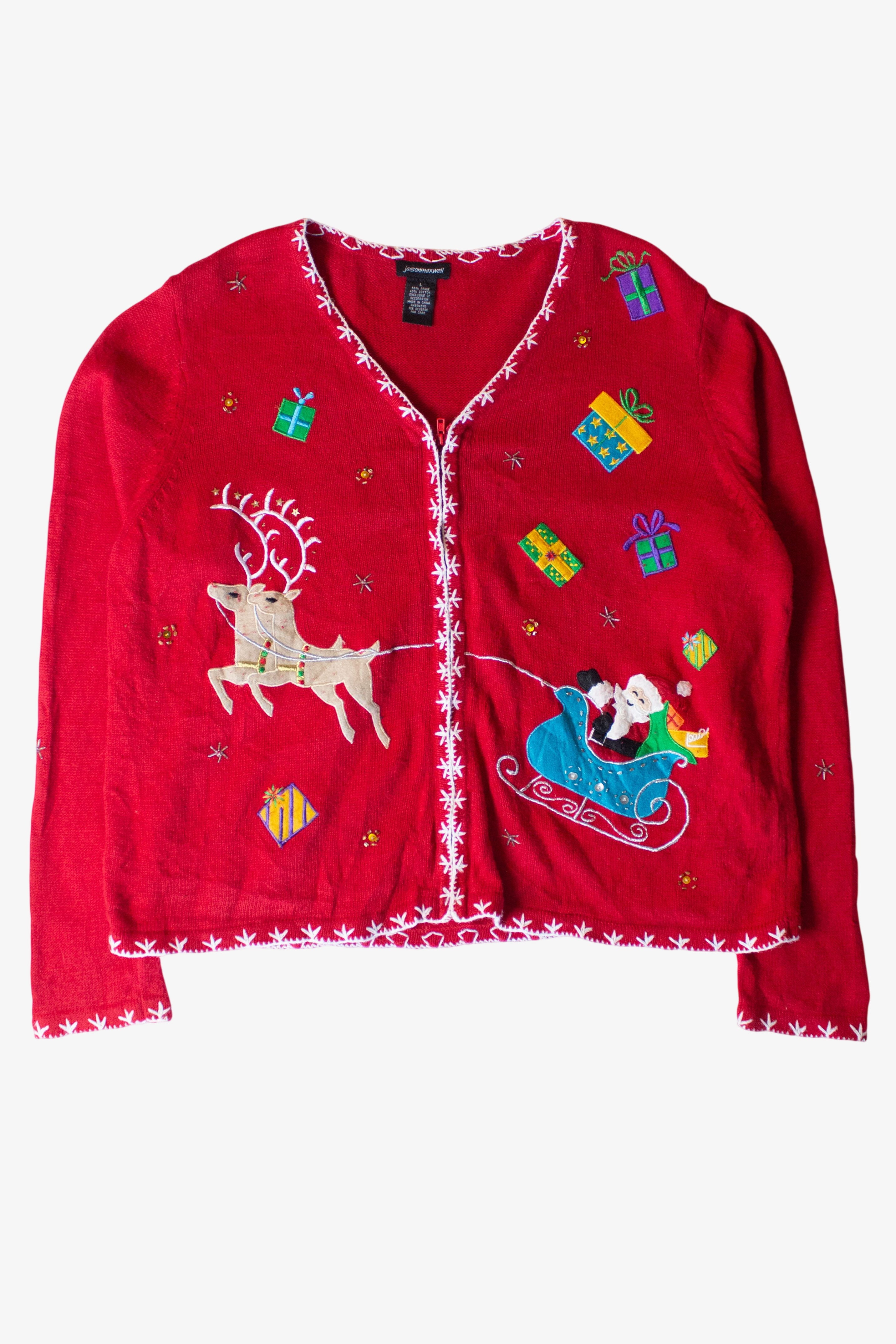 Vintage Santa's Sleigh Christmas Cardigan (2000s)