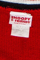 Vintage Snoopy and Woodstock Checkered Ugly Christmas Cardigan Sweater (1990s)