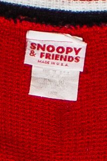 Vintage Snoopy and Woodstock Checkered Ugly Christmas Cardigan Sweater (1990s)
