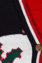 Vintage Snoopy and Woodstock Checkered Ugly Christmas Cardigan Sweater (1990s)