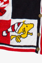 Vintage Snoopy and Woodstock Checkered Ugly Christmas Cardigan Sweater (1990s)