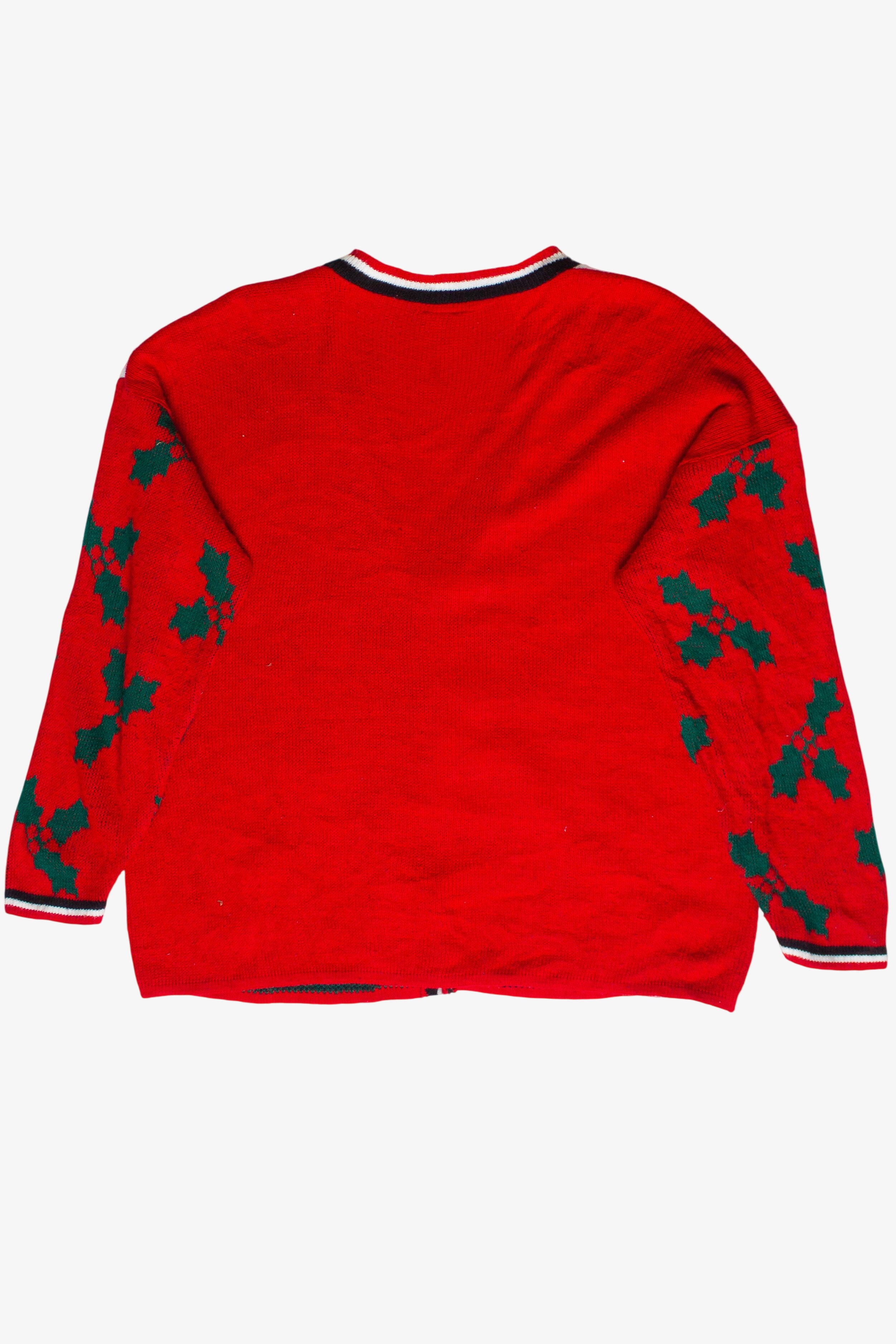 Vintage Snoopy and Woodstock Checkered Ugly Christmas Cardigan Sweater (1990s)