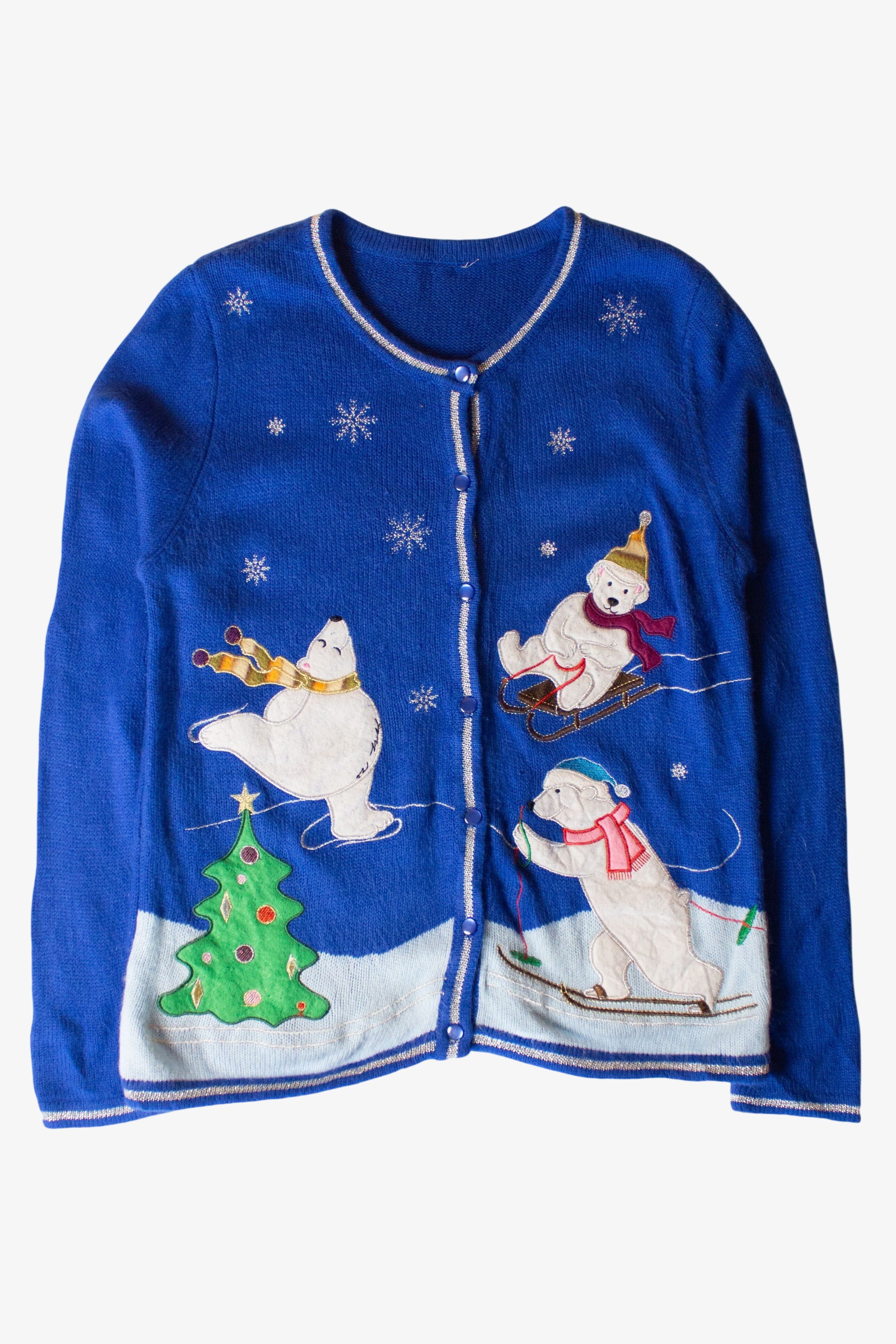 Vintage Blue Bears Ugly Christmas Cardigan (2000s)