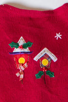 Vintage Red Snow Blocks Ugly Christmas Cardigan (1990s)