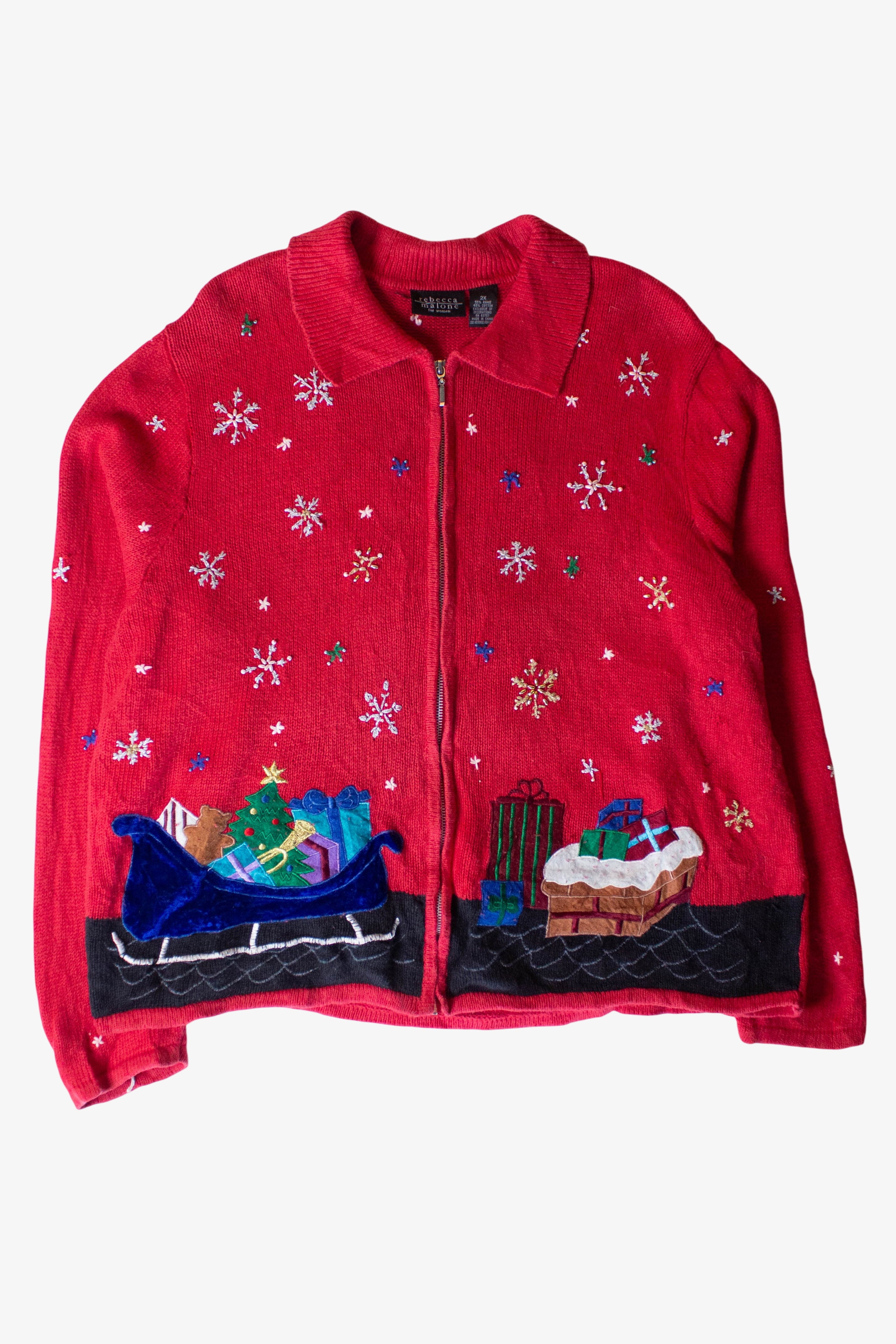 Vintage Santa's List Ugly Christmas Cardigan (1990s)