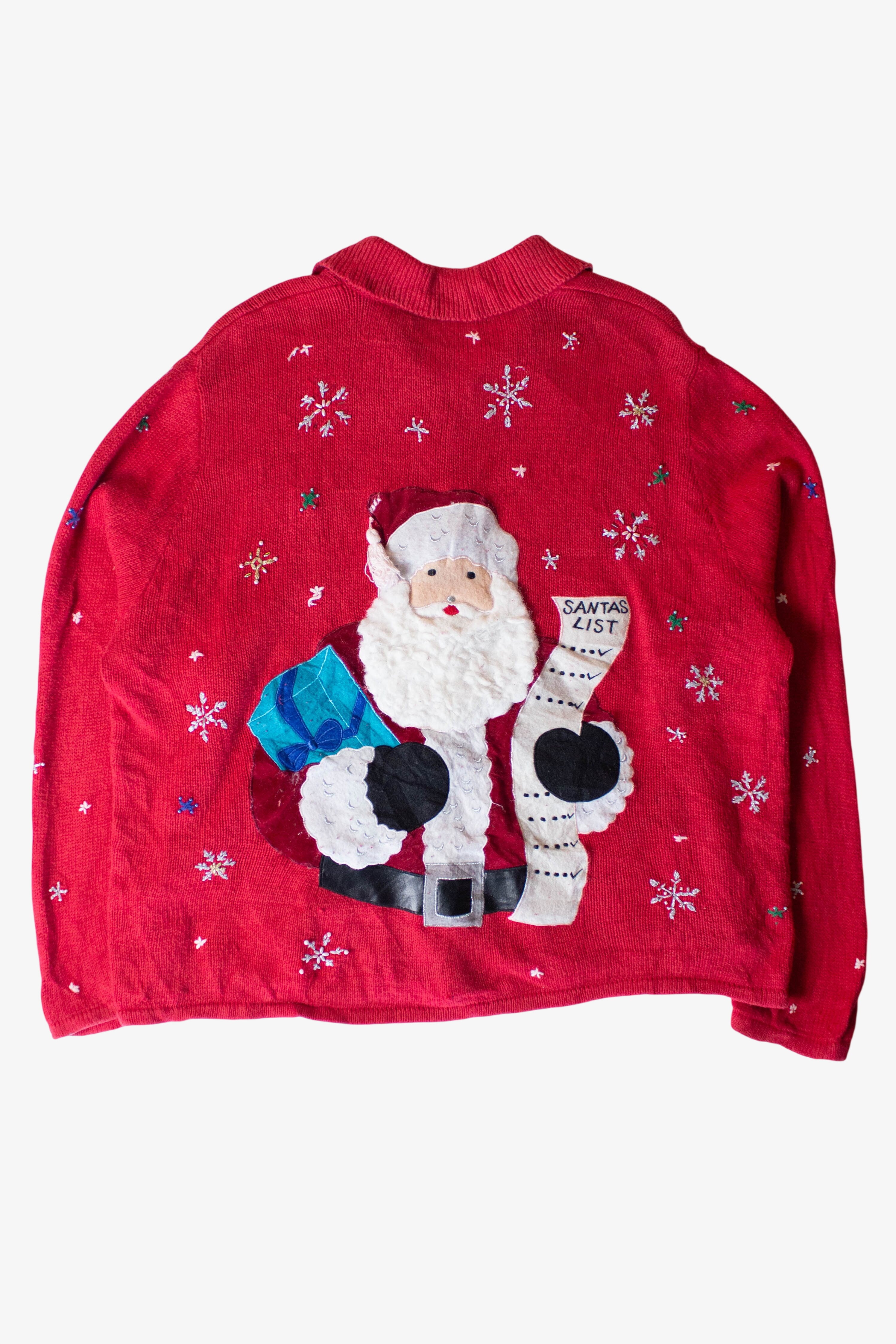 Vintage Santa's List Ugly Christmas Cardigan (1990s)
