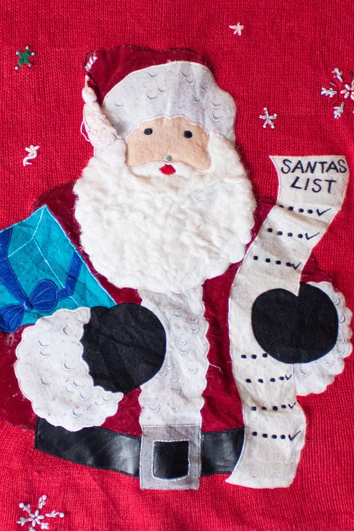 Vintage Santa's List Ugly Christmas Cardigan (1990s)