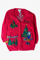 Vintage Country Christmas Trees Ugly Cardigan (1990s)