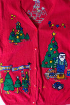 Vintage Country Christmas Trees Ugly Cardigan (1990s)