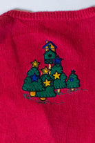Vintage Country Christmas Trees Ugly Cardigan (1990s)