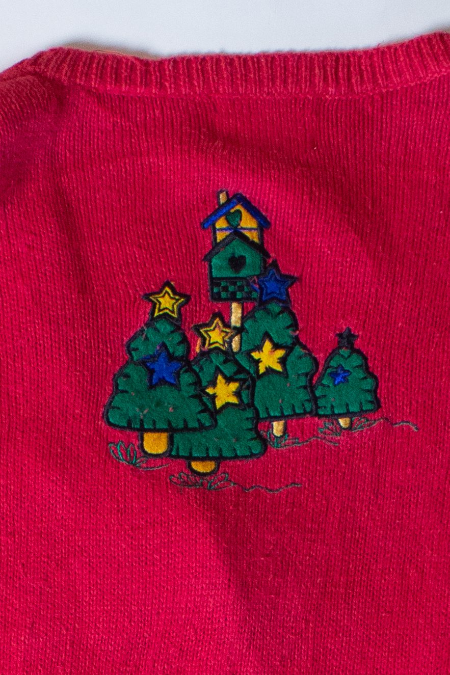 Vintage Country Christmas Trees Ugly Cardigan (1990s)