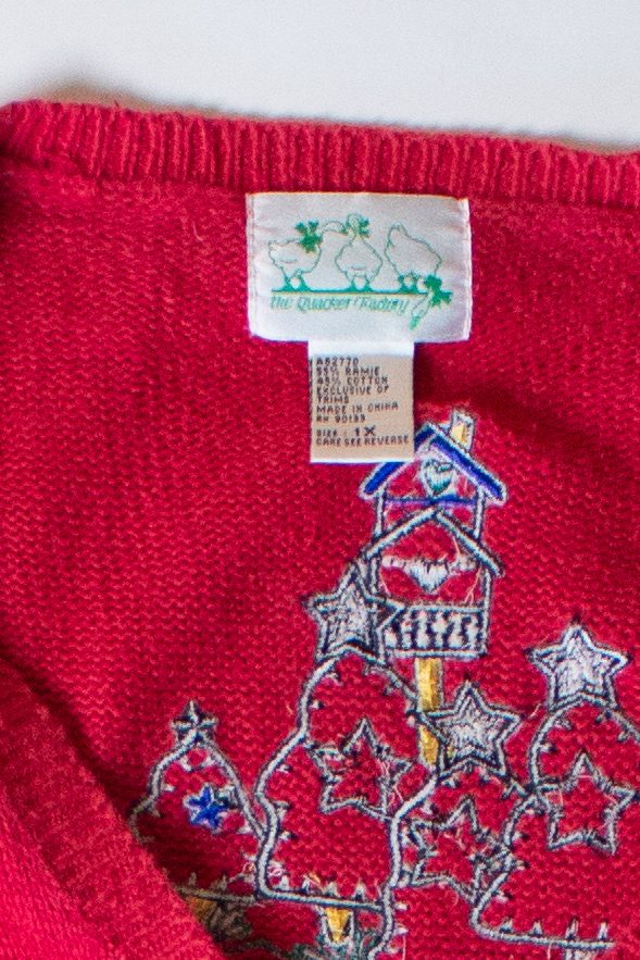 Vintage Country Christmas Trees Ugly Cardigan (1990s)