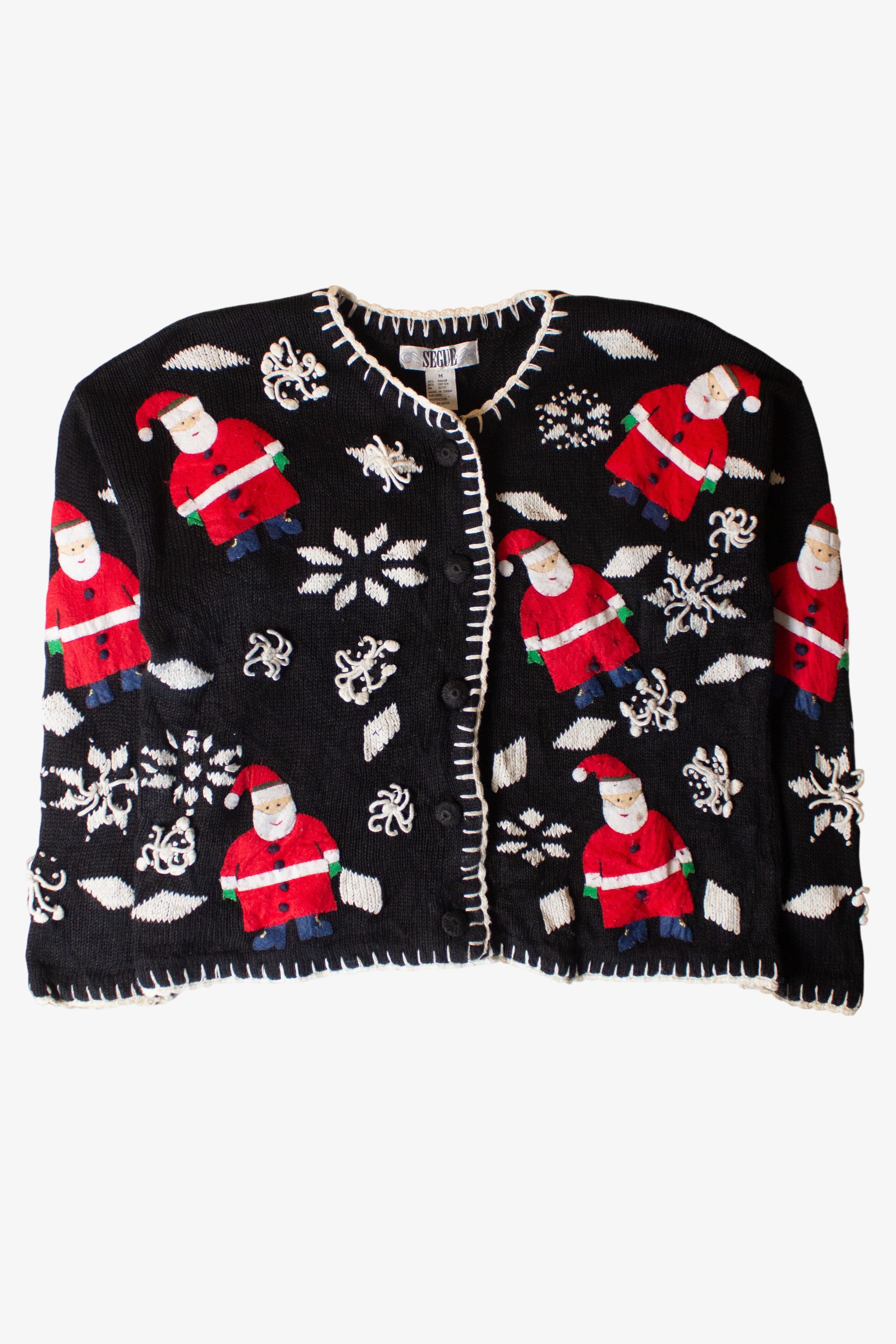 Vintage Segue Santas Ugly Christmas Cardigan (1990s)
