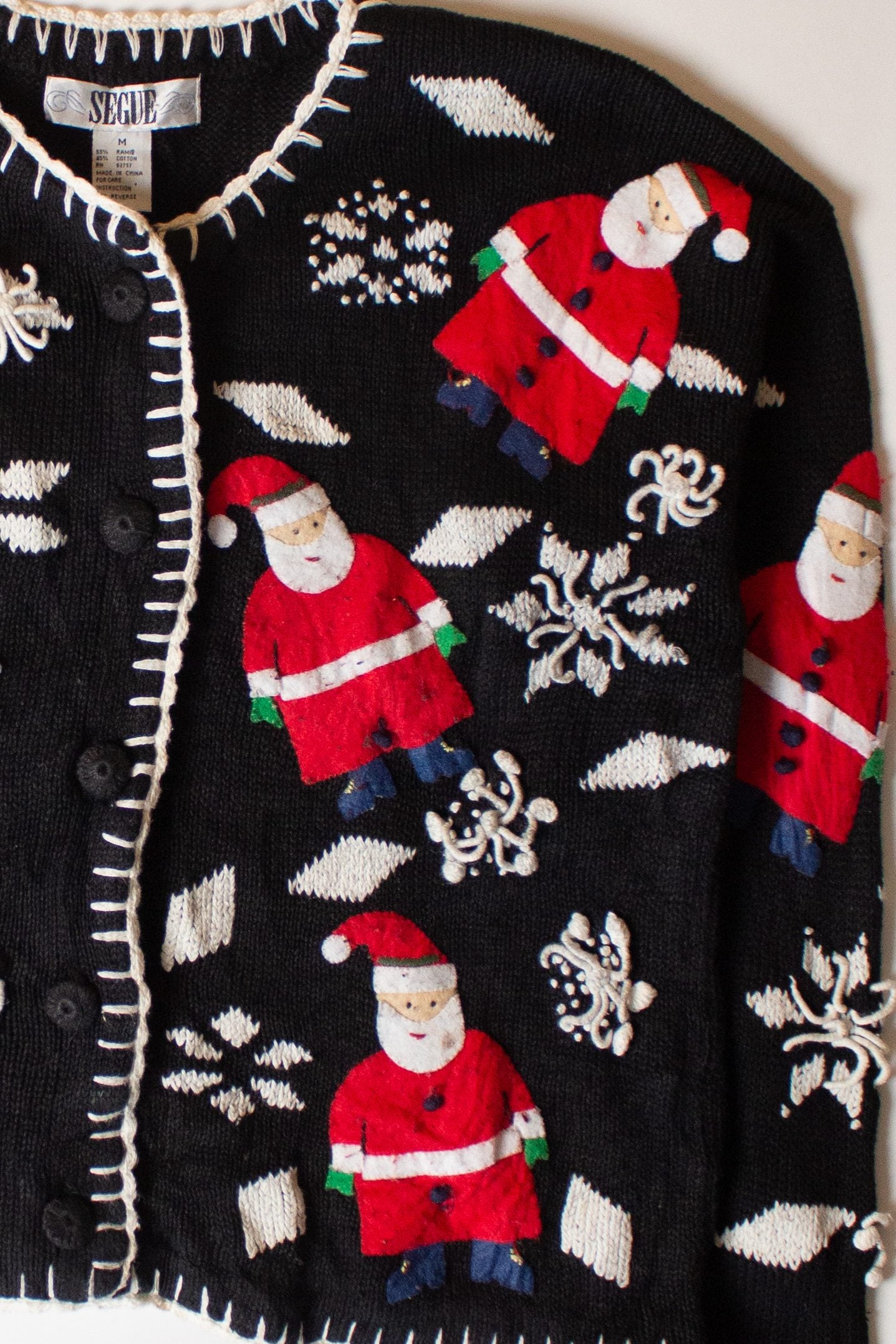 Vintage Segue Santas Ugly Christmas Cardigan (1990s)