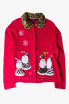 Vintage Santas In Furs Christmas Cardigan (2000s)