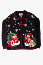 Vintage Snowman Family Ugly Christmas Cardigan (1990s)