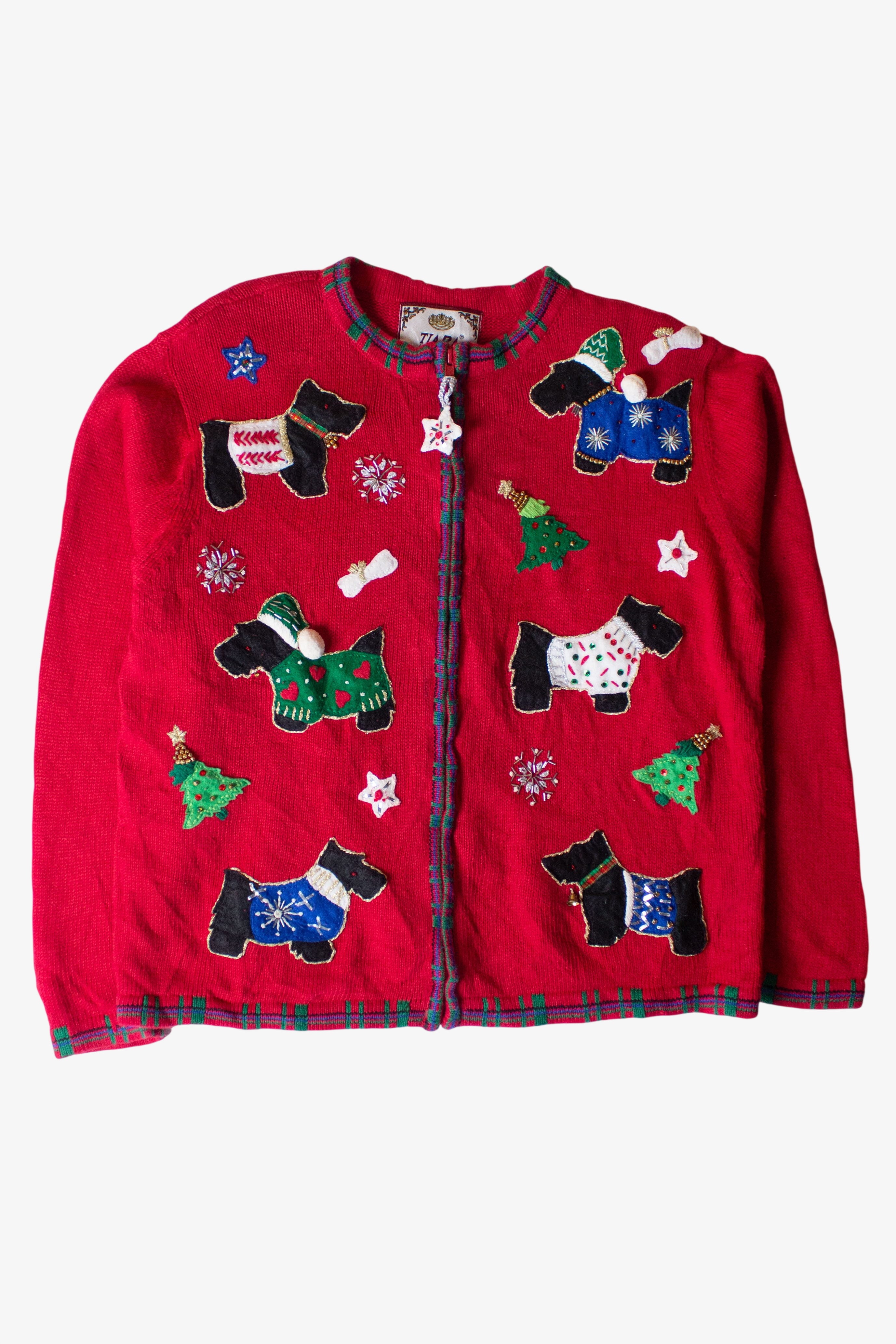 Vintage Red Dogs Ugly Christmas Cardigan (1990s)