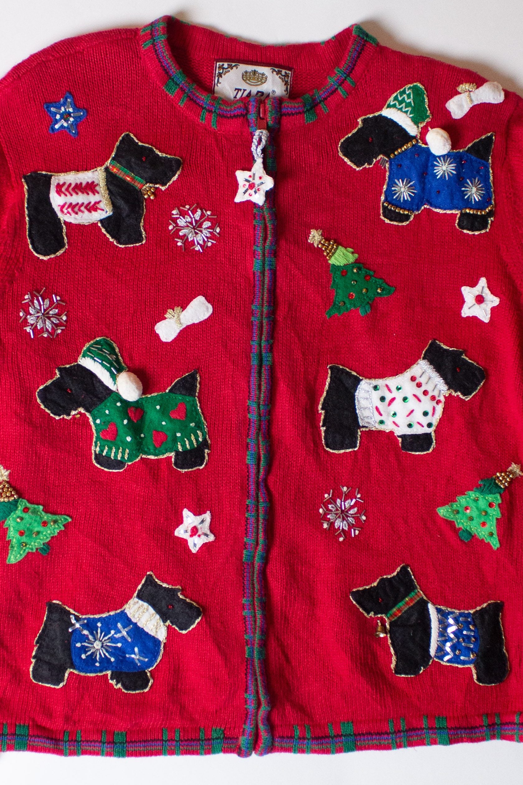 Vintage Red Dogs Ugly Christmas Cardigan (1990s)