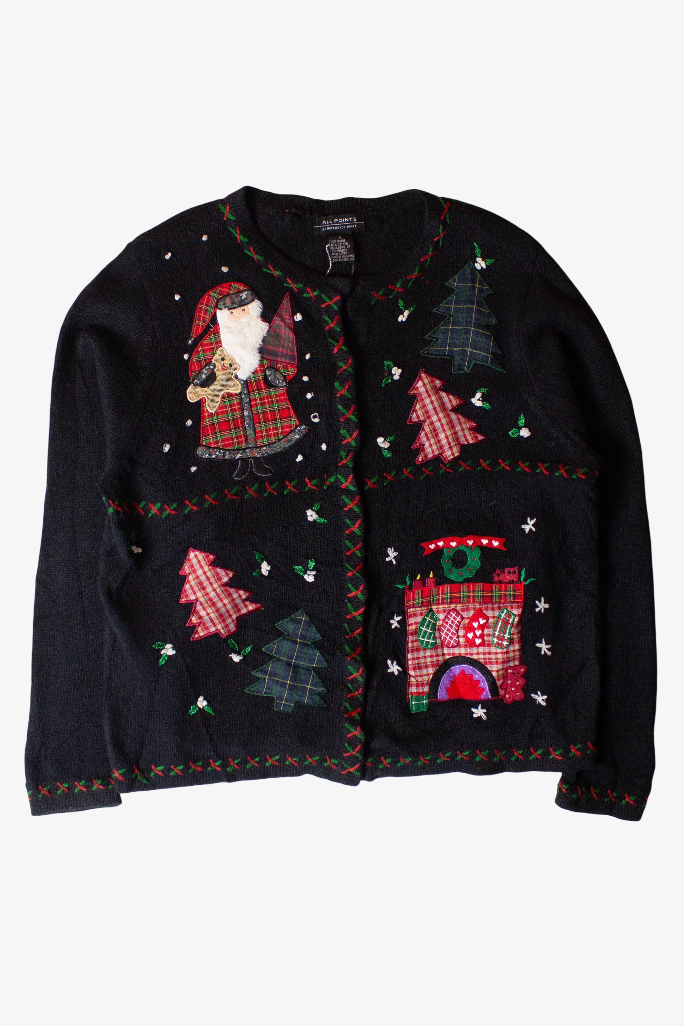 Vintage Plaid Patches Ugly Christmas Cardigan (1990s)