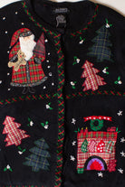 Vintage Plaid Patches Ugly Christmas Cardigan (1990s)