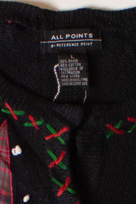 Vintage Plaid Patches Ugly Christmas Cardigan (1990s)