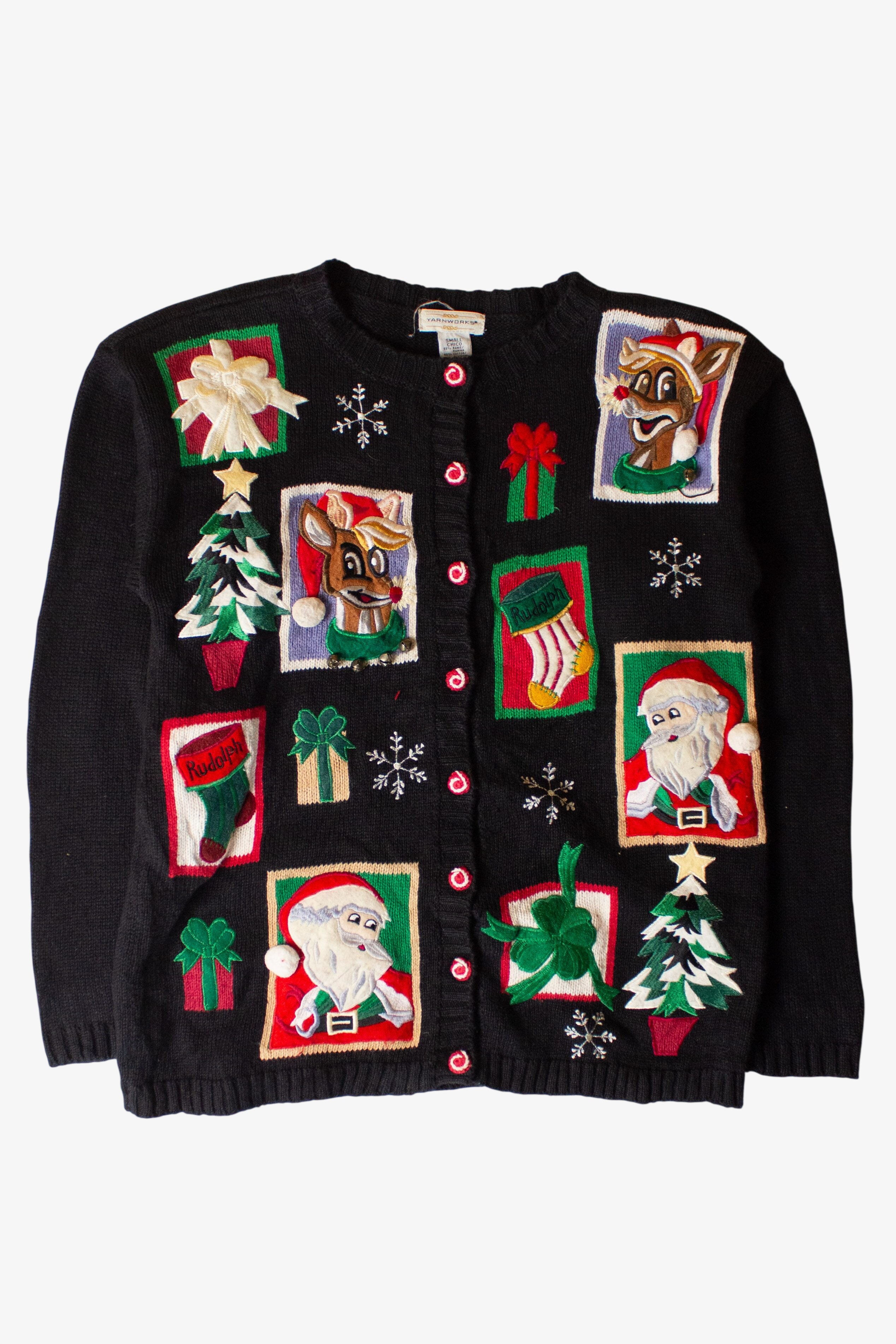 Vintage Anime Rudolph Pictures Ugly Christmas Cardigan (1990s)
