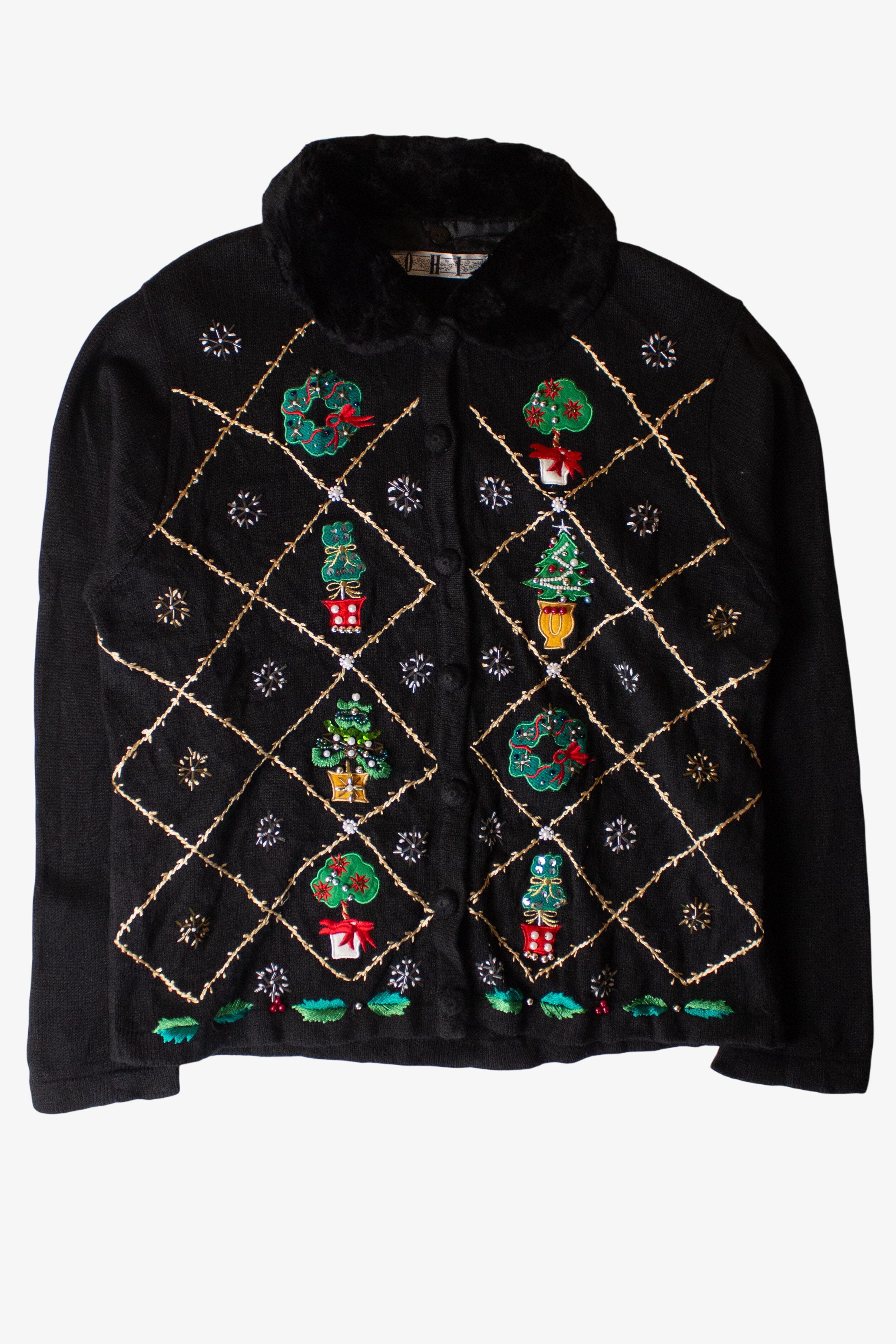 Vintage Potted Plants Christmas Cardigan (1990s)