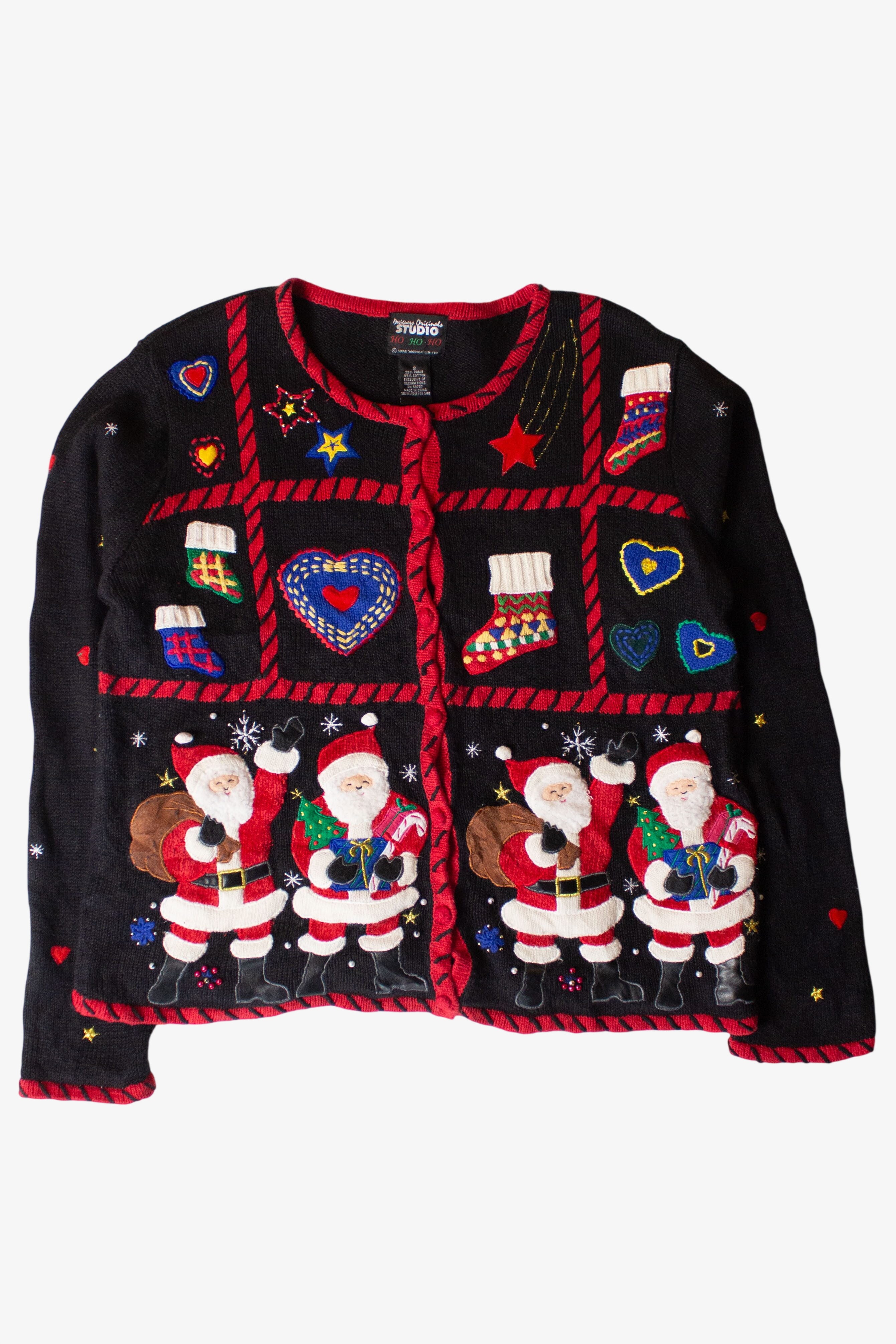 Vintage Santa Boxes Ugly Christmas Cardigan (1990s)