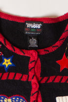 Vintage Santa Boxes Ugly Christmas Cardigan (1990s)