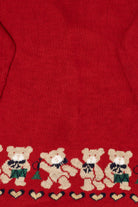 Vintage Red Nutcracker Teddy Bears Ugly Christmas Cardigan (1990s)