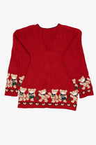 Vintage Red Nutcracker Teddy Bears Ugly Christmas Cardigan (1990s)