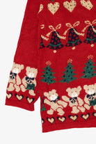 Vintage Red Nutcracker Teddy Bears Ugly Christmas Cardigan (1990s)