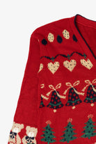 Vintage Red Nutcracker Teddy Bears Ugly Christmas Cardigan (1990s)
