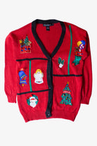 Vintage Red Collage Ugly Christmas Cardigan (1990s)