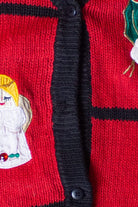 Vintage Red Collage Ugly Christmas Cardigan (1990s)