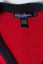 Vintage Red Collage Ugly Christmas Cardigan (1990s)