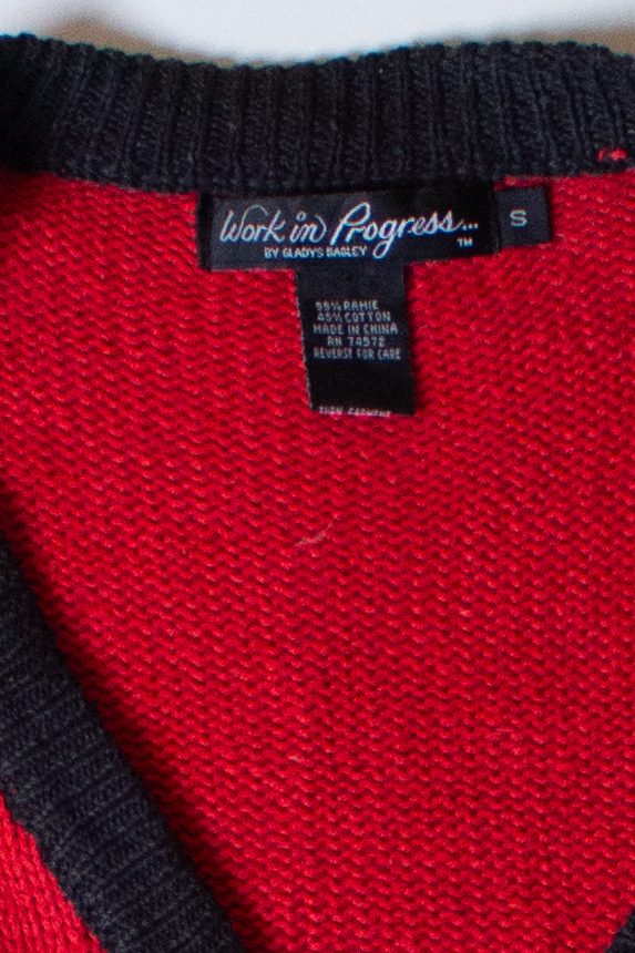 Vintage Red Collage Ugly Christmas Cardigan (1990s)