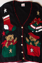 Vintage Bear Presents Christmas Cardigan (1990s)